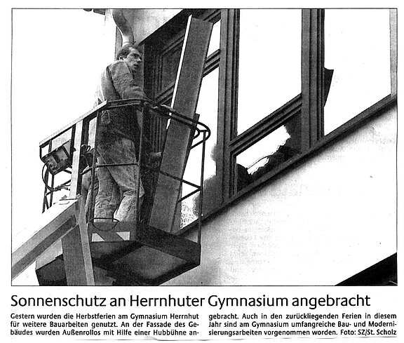 Sonnenschutz am Herrnhuter Gymnasium angebracht